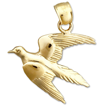 14K Gold Flying Pigeon Pendant
