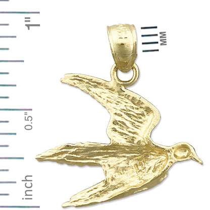 14K Gold Flying Pigeon Pendant
