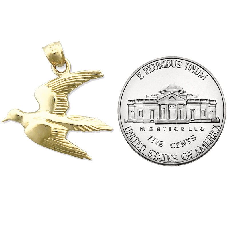 14K Gold Flying Pigeon Pendant