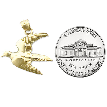 14K Gold Flying Pigeon Pendant