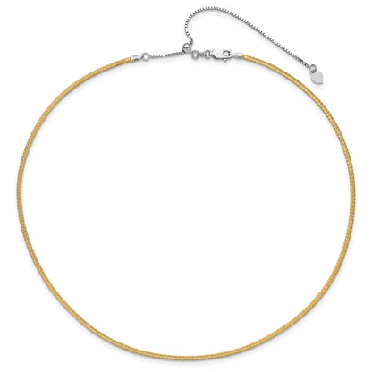 14K Two Tone D/C Reversible 2mm Adjustable Omega Necklace
