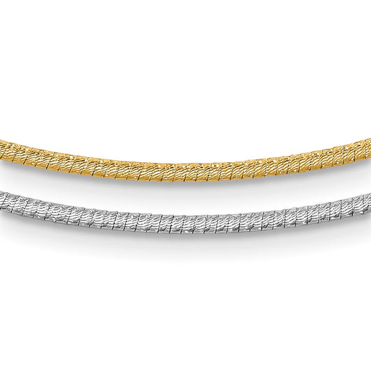 14K Two Tone D/C Reversible 2mm Adjustable Omega Necklace