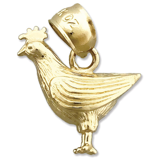 14K Gold Hen Charm