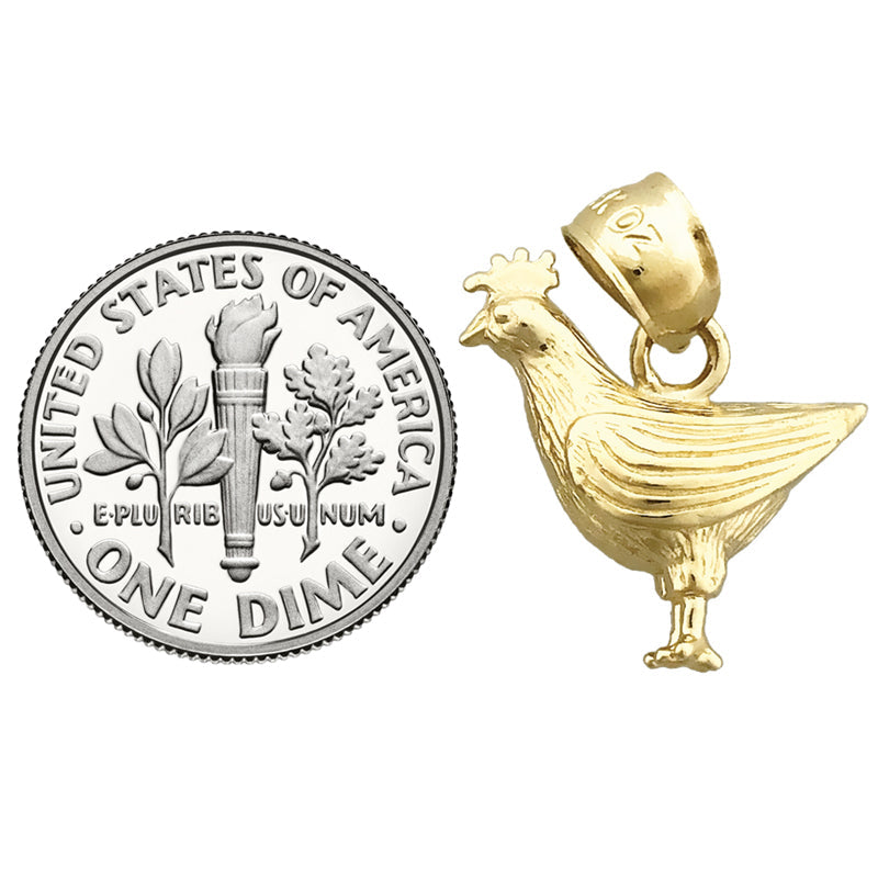 14K Gold Hen Charm