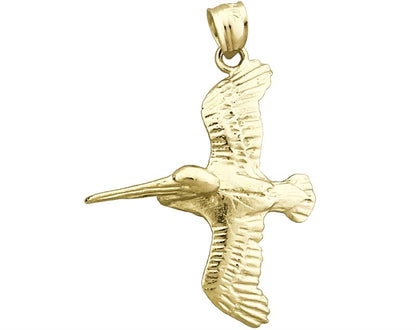 14K Gold Flying Pelican Pendant
