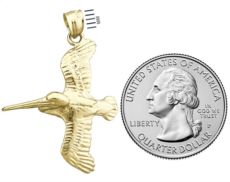 14K Gold Flying Pelican Pendant