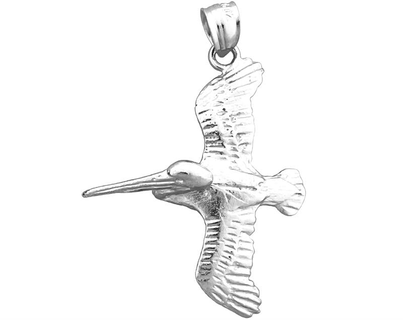 14K Gold Flying Pelican Pendant