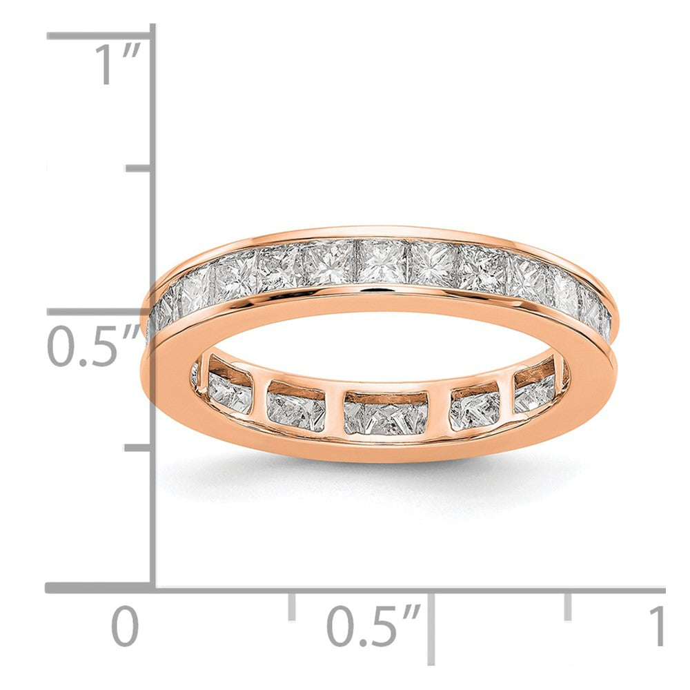 14K Rose Gold Polished Size 7.5 Channel-set 2 carat Princess Diamond Complete Eternity Wedding Band Ring