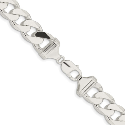 Sterling Silver Rhodium-plated 14.5mm Curb 24 Inch Chain