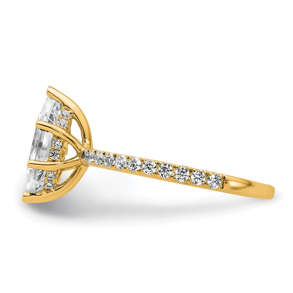 14K Yellow Gold 2 carat Certified Lab Grown Diamond VS/SI+ G+ Marquise Complete Solitaire with Flair Engagement Ring