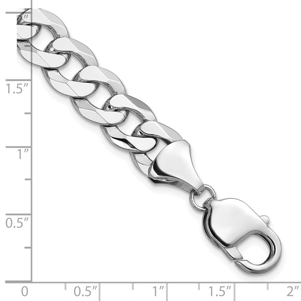 14K White Gold 9.5mm Flat Beveled Curb 9 Inch Chain