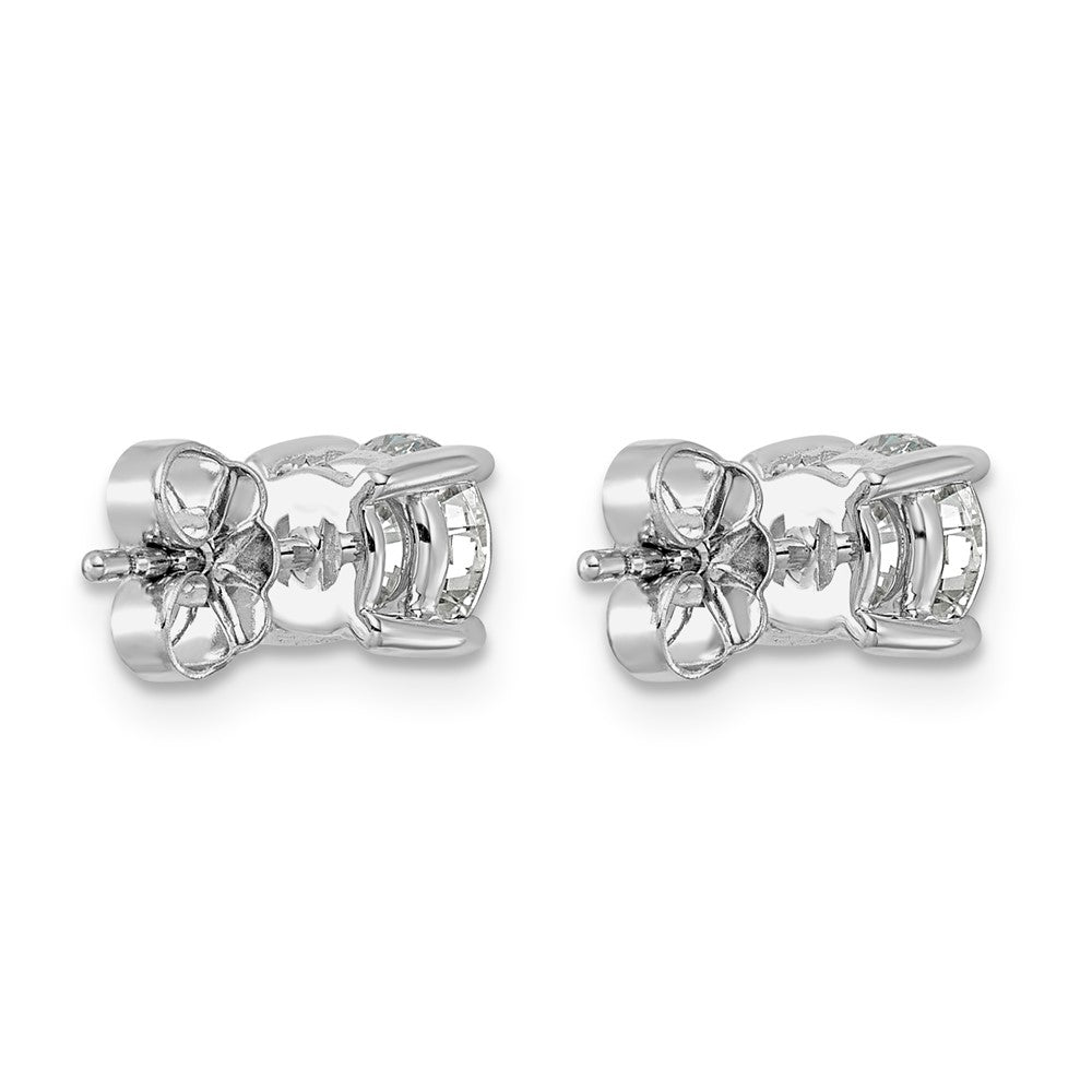 14K White Gold 1 1/2 carat Certified Lab Grown Diamond VS+ F+ Round Complete Four Prong Lightweight Stud Earrings