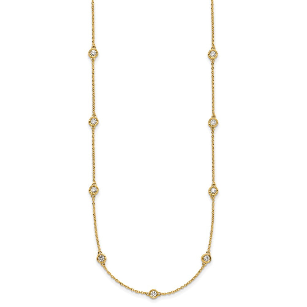 14K Yellow Gold Complete 3/4 carat Bezel-set Diamond and Cable Chain 13-Station 16 Inch Necklace