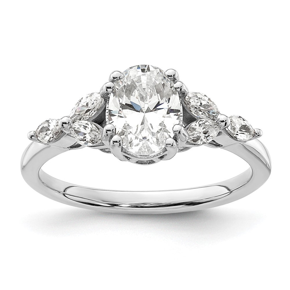 14K White Gold Polish 1ct Oval Semi-Mount Engagement Dia Ring