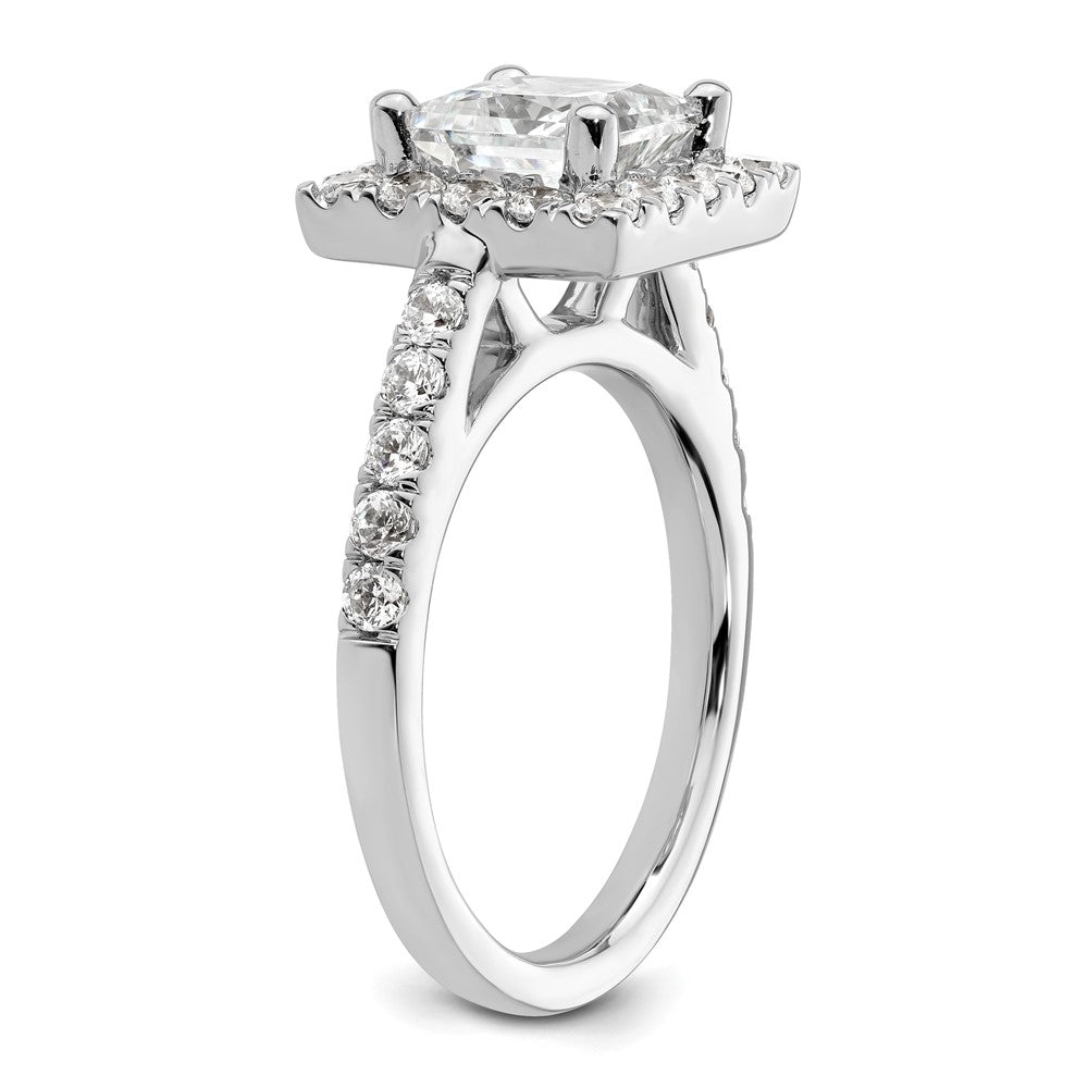 14K White Gold Halo Plus (Holds 1.75 carat (6.9mm) Princess Center) 7/8 carat Diamond Semi-Mount Engagement Ring