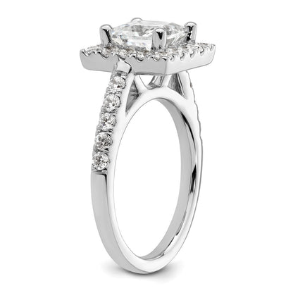 14K White Gold Halo Plus (Holds 1.75 carat (6.9mm) Princess Center) 7/8 carat Diamond Semi-Mount Engagement Ring