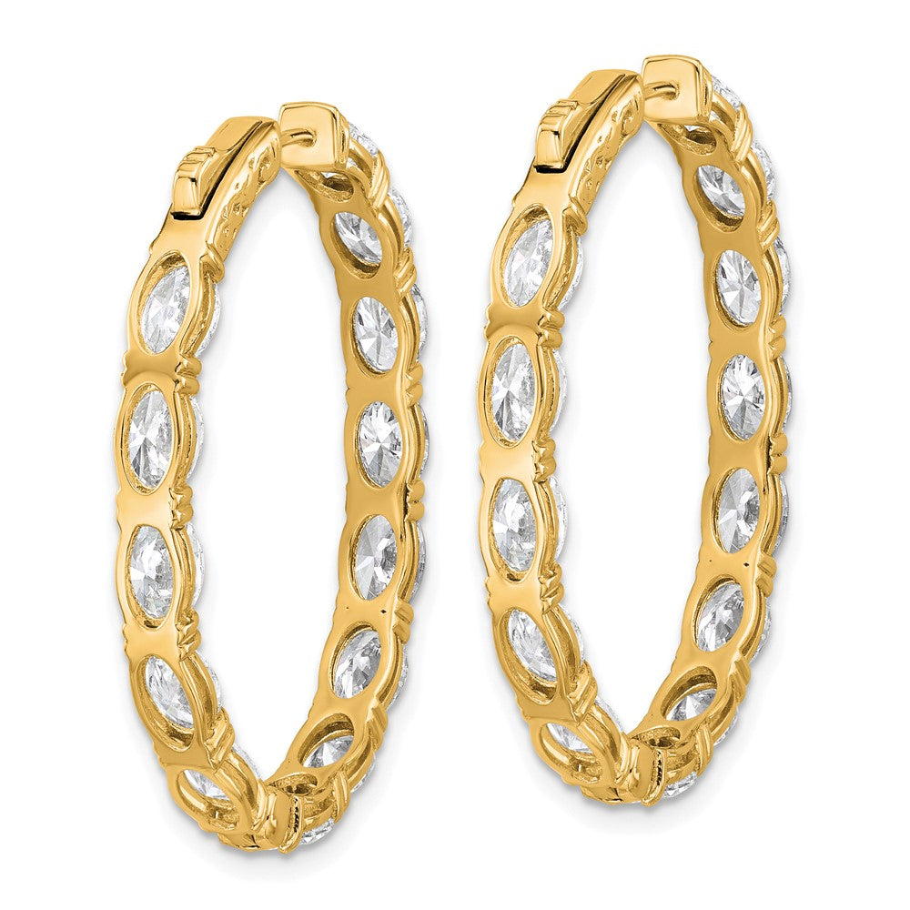 14K Yellow Gold 8 5/8 carat Lab Grown Diamond VS/SI+ G+ Oval and Round Complete In and Out Hoop Earrings