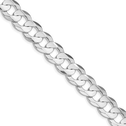 Sterling Silver Rhodium-plated 11.9mm Concave Beveled Curb 18 Inch Chain