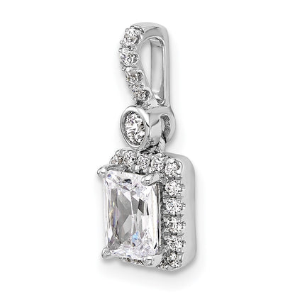 14K White Gold 1 carat Certified Lab Grown Diamond VS/SI+ G+ Radiant Complete Halo Pendant