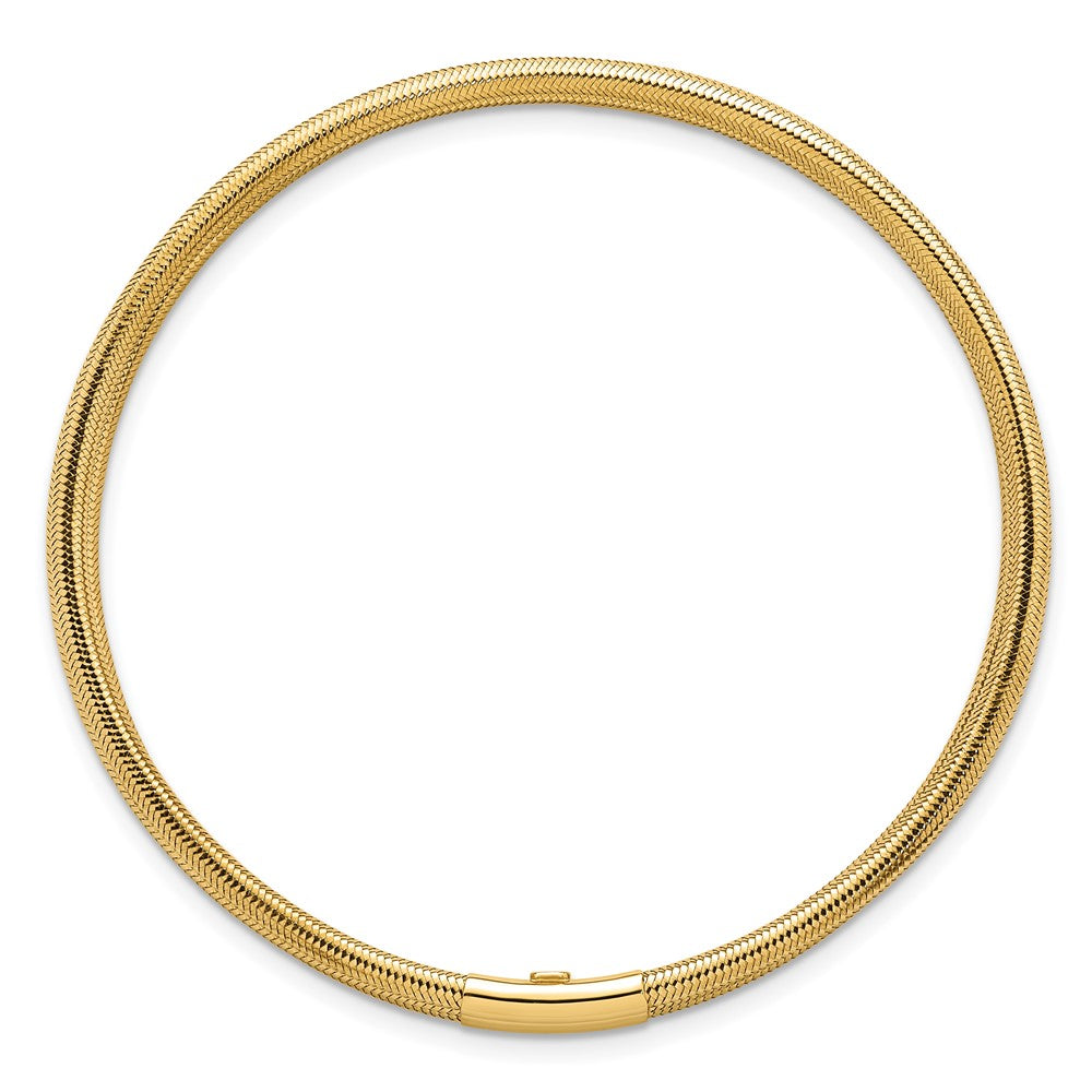 14K Yellow Gold Polished Three Strand Mesh Stretch Round Bracelet