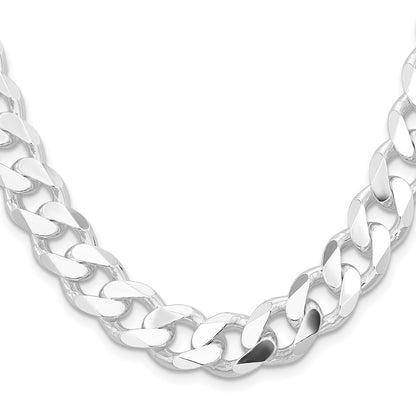 Sterling Silver Rhodium-plated 13mm Curb 22 Inch Chain