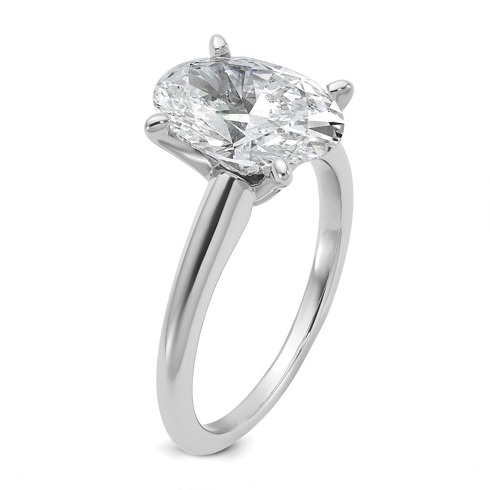 14K White Gold 3 carat Lab Grown Diamond VS+ F+ Oval Complete Solitaire Engagement Ring