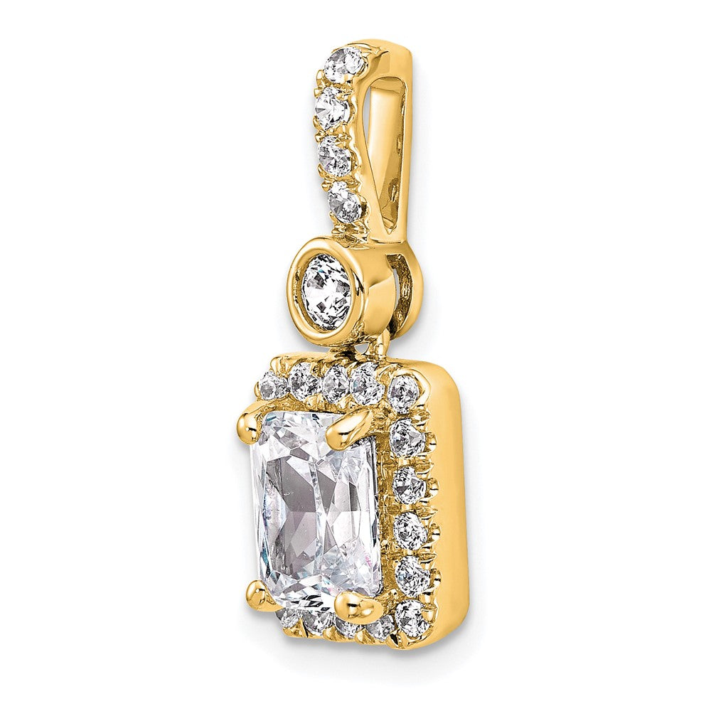 14K Yellow Gold 2 carat Certified Lab Grown Diamond VS+ F+ Radiant Complete Halo Pendant
