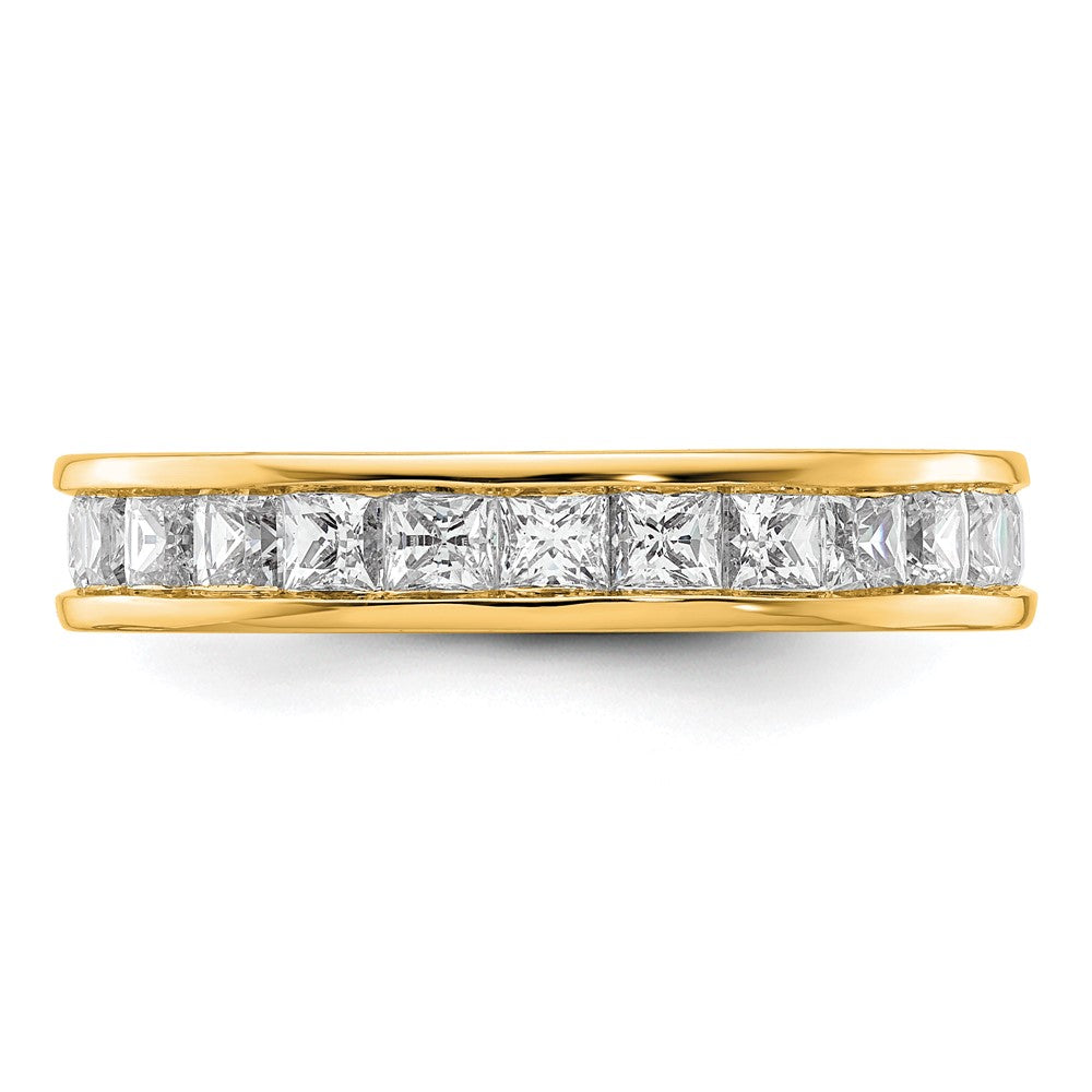 14K Yellow Gold Polished Size 8.5 Channel-set 3 carat Princess Diamond Complete Eternity Wedding Band Ring