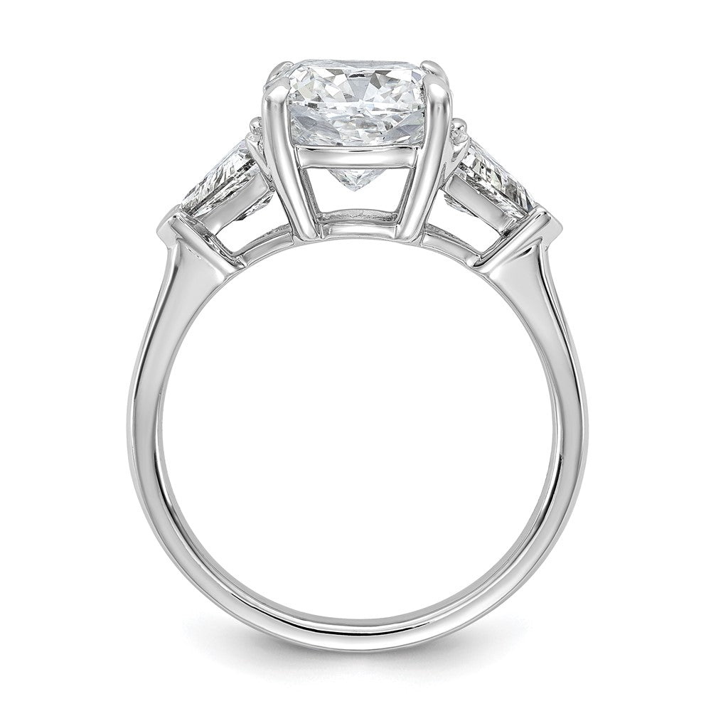 14K White Gold 1 carat Lab Grown Diamond VS+ F+ Triangle 3 carat Cushion Center Semi Mount Three Stone Engagement Ring