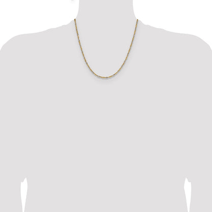 14K Yellow Gold with Rhodium 1.9mm Singapore 20 Inch Chain