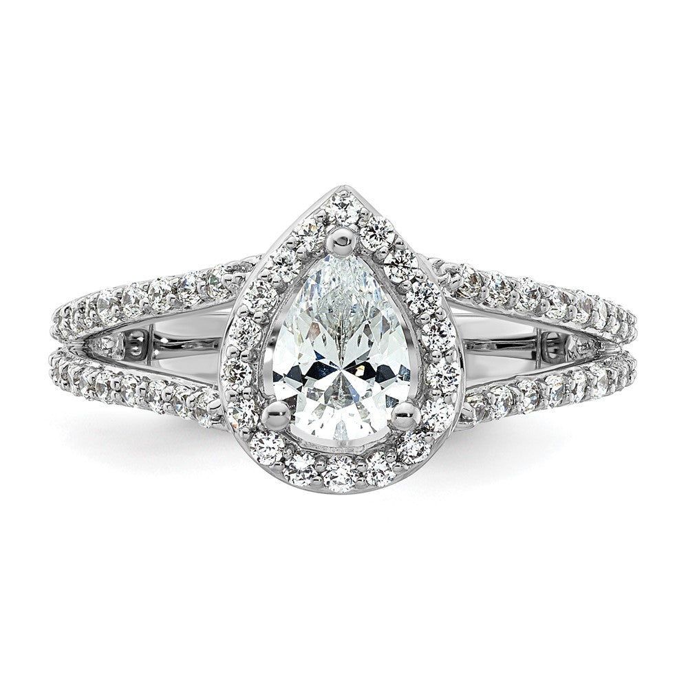 14K White Gold Halo Plus (Holds 3/4 carat (7x5mm) Pear Center) 5/8 carat Diamond Semi-Mount Engagement Ring