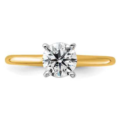 14K Two-Tone Gold 1 carat Lab Grown Diamond VS+ F+ Round Complete Solitaire Engagement Ring