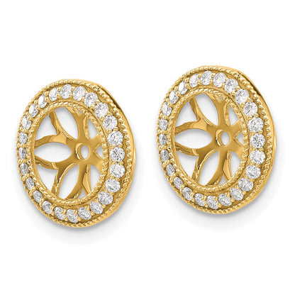 14K Yellow Gold 3/8 carat Diamond Circle Earring Jackets