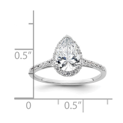 14K White Gold Halo (Holds 1.5 carat (9x6mm) Pear Center) 1/4 carat Diamond Semi-mount Engagement Ring