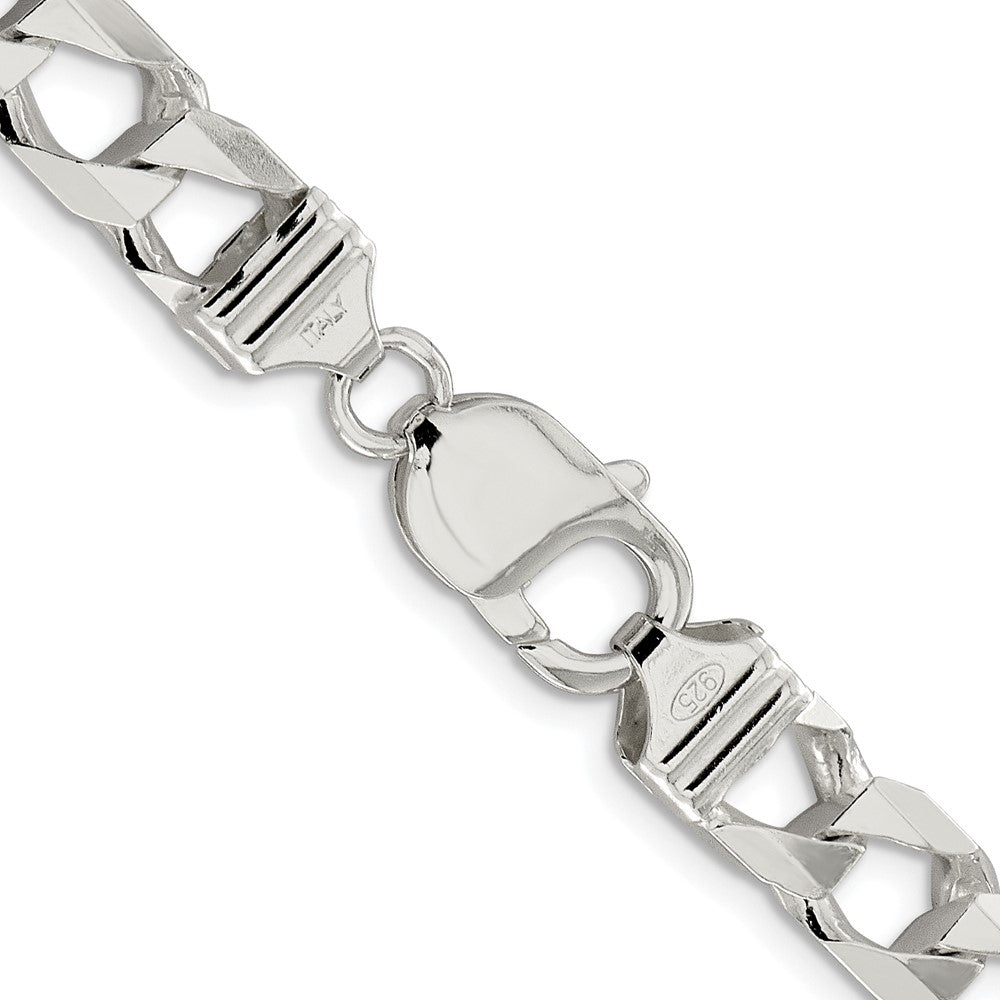 Sterling Silver Rhodium-plated 8.6mm D/C Square Curb 20 Inch Chain