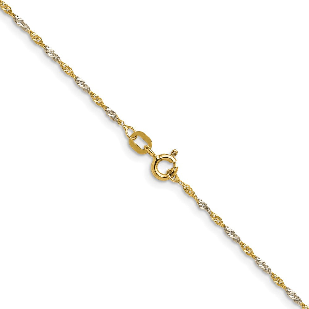 14K Yellow Gold with Rhodium 1.4mm Singapore 24 Inch Chain