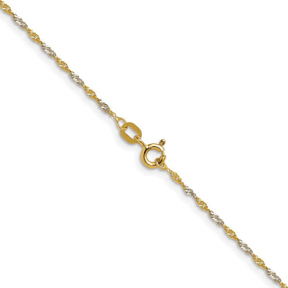 14K Yellow Gold with Rhodium 1.4mm Singapore 24 Inch Chain