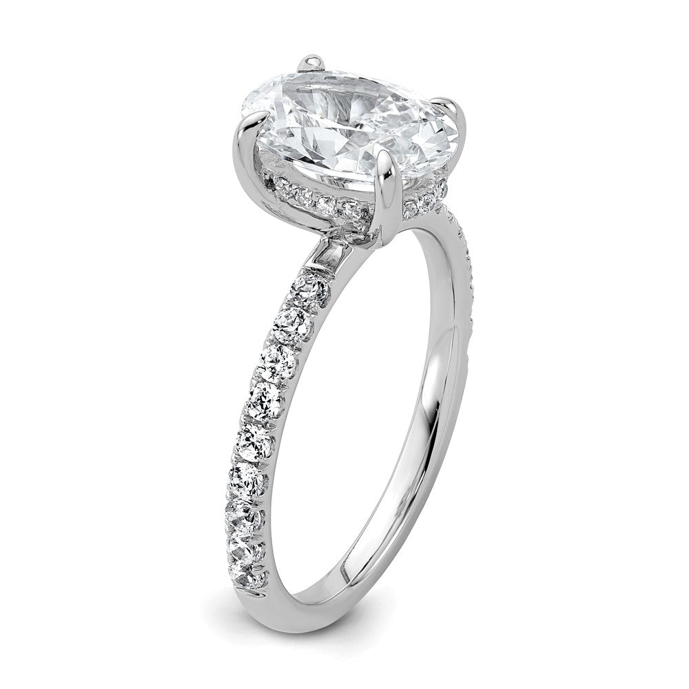 14K White Gold 2 5/8 carat Certified Lab Grown Diamond VS+ F+ Oval Complete Solitaire with Flair Engagement Ring