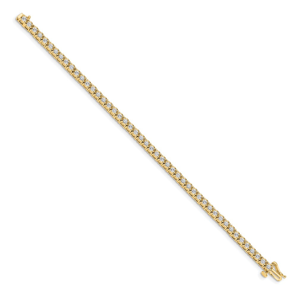 14K Yellow Gold Complete 2 carat Diamond Illusion Setting 7 Inch Tennis Bracelet