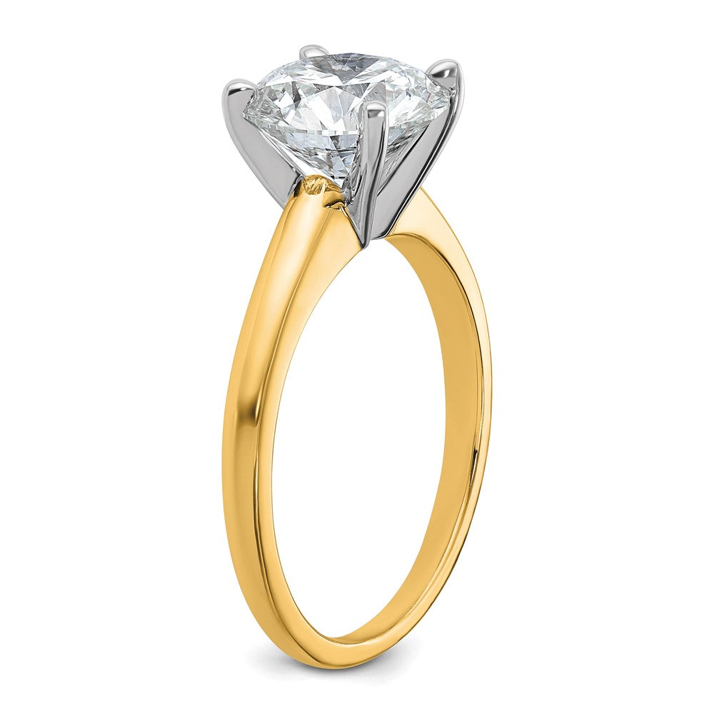 14K Two-Tone Gold 2 1/2 carat Lab Grown Diamond VS+ F+ Round Complete Solitaire Engagement Ring