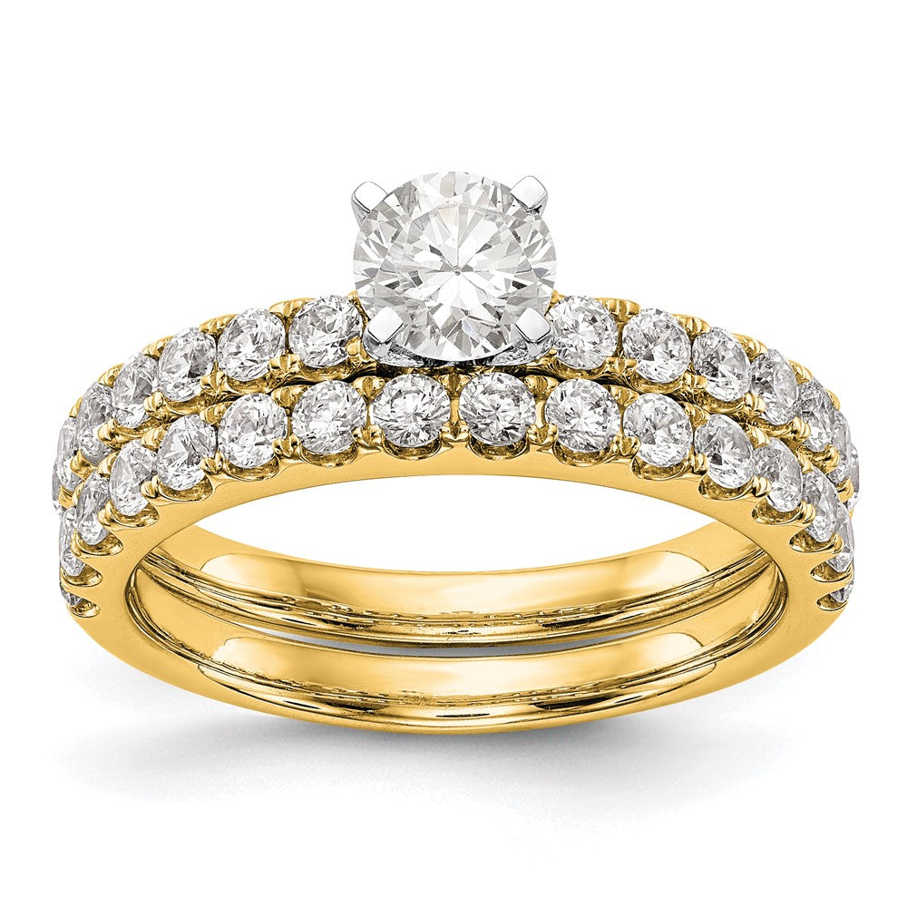True Origin 14K Yellow Gold 1/2 carat Lab Grown Diamond VS+ F+ Semi-Mount Peg Set Engagement Ring