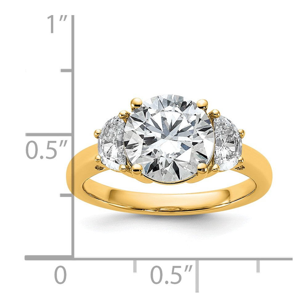 14K Yellow Gold 3 1/8 carat Certified Lab Grown Diamond VS+F+ Round Complete Three Stone Engagement Ring