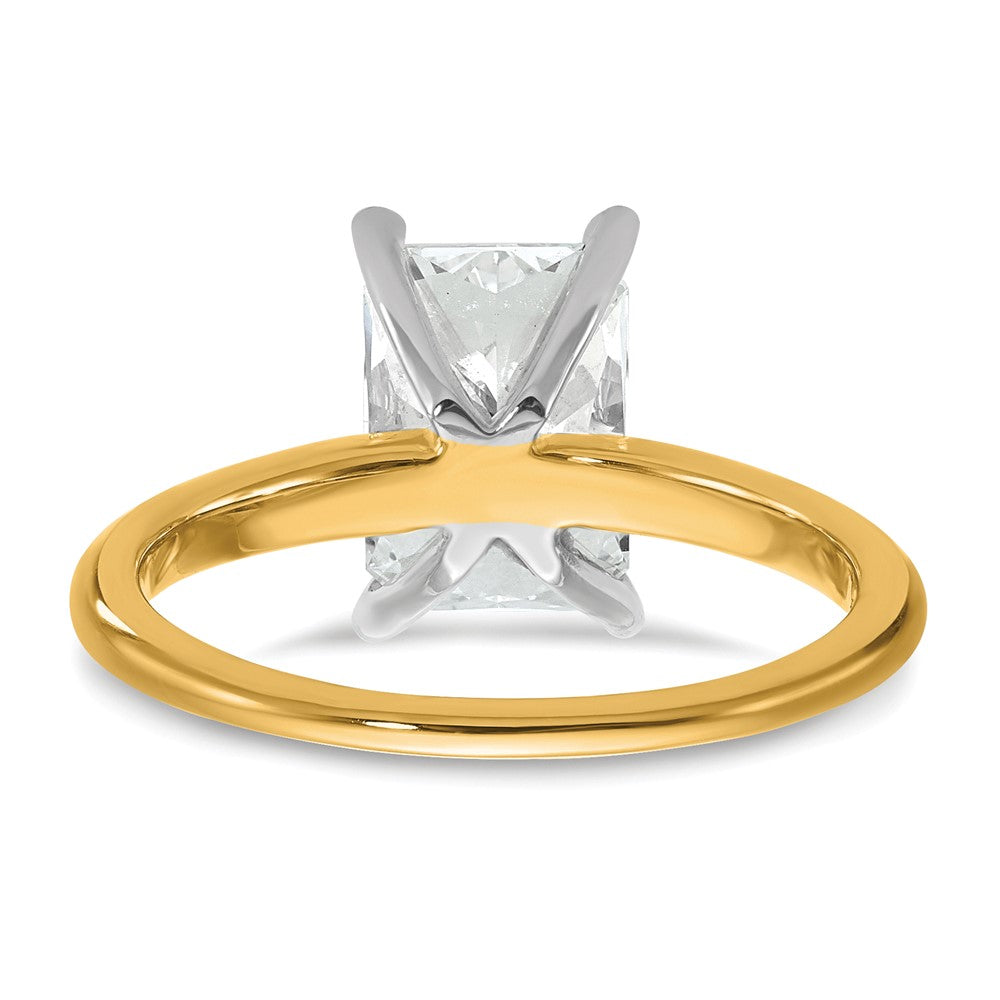 14K Two-Tone Gold Two-tone 2 1/2 carat Certified Lab Grown Diamond VS+ F+ Radiant Solitaire Complete Engagement Ring