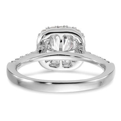 True Origin 14K White Gold 1/2 carat Lab Grown Diamond VS+ F+ Semi-Mount Cushion Halo Engagement Ring