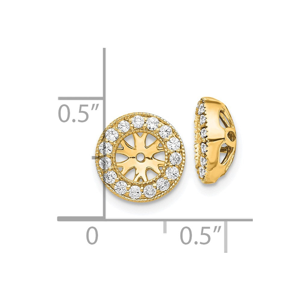 14K Yellow Gold 1/4 carat Diamond Circle Earring Jackets