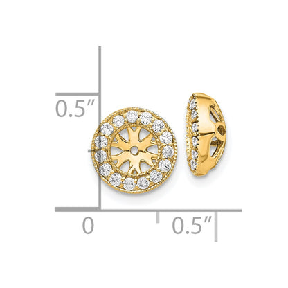14K Yellow Gold 1/4 carat Diamond Circle Earring Jackets