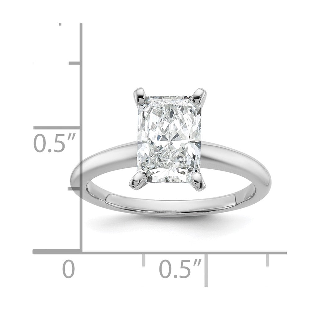 14K White Gold 2 carat Lab Grown Diamond VS+ F+ Radiant Solitaire Complete Engagement Ring