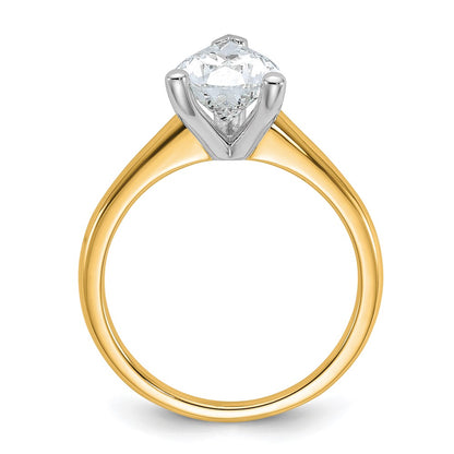 14K Two-Tone Gold Two-tone 2 carat Certified Lab Grown Diamond VS+ F+ Pear Solitaire Complete Engagement Ring