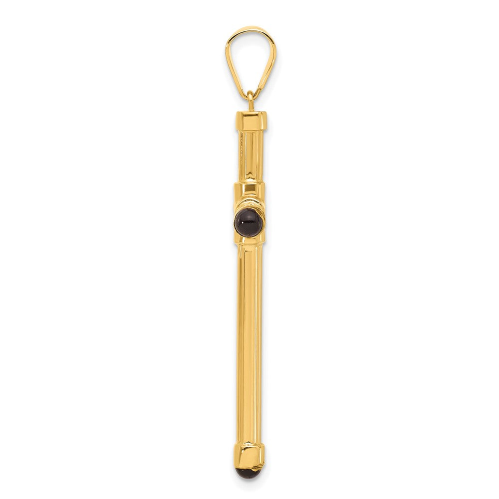 14K Yellow Gold Polished with Black Onyx Cross Pendant