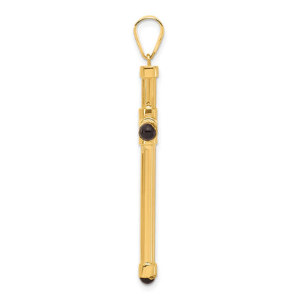 14K Yellow Gold Polished with Black Onyx Cross Pendant